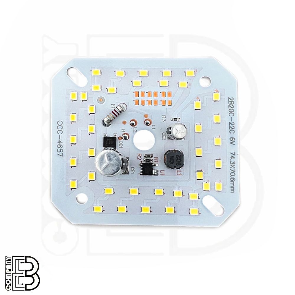 LED DOB سفیدمهتابی 50W-220VAC مربعی خازن‌دار