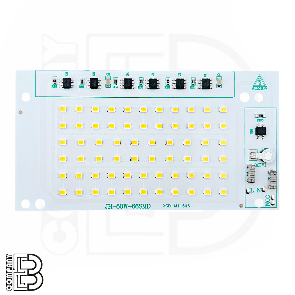 LED DOB سفیدمهتابی 50W-220VAC پرژکتوری مستطیل برند BK